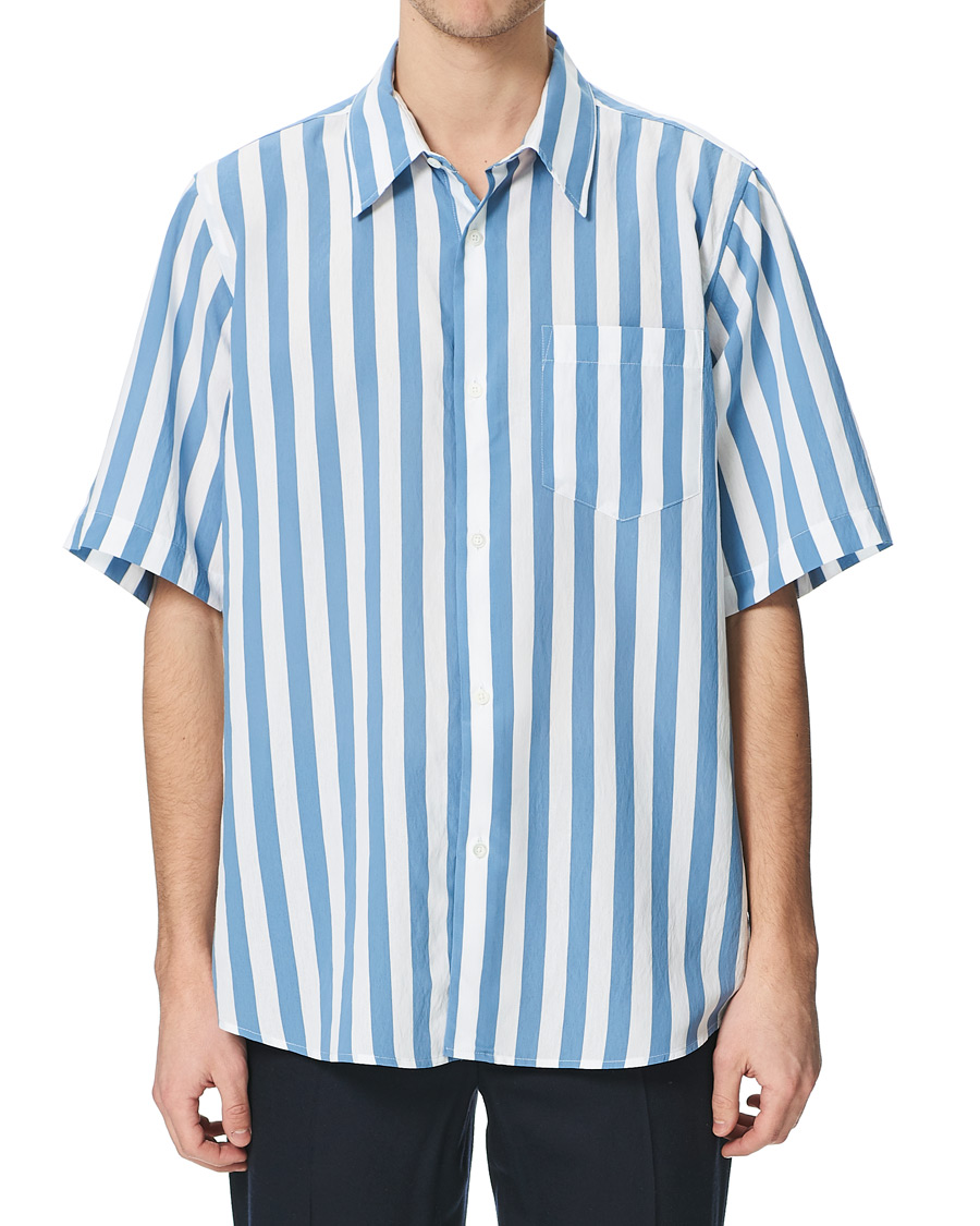 Heren | Overhemden | AMI | Summer Fit Short Sleeve Shirt Light Blue/White