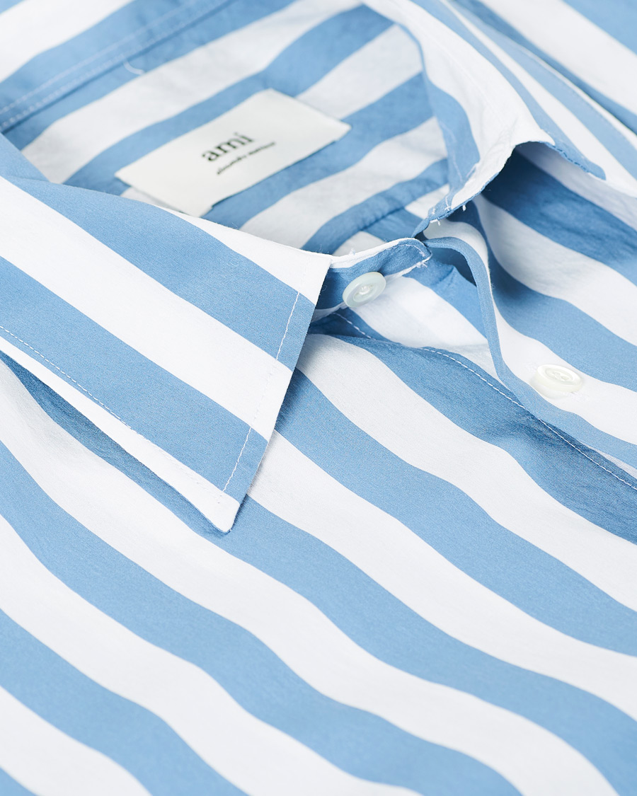 Heren | Overhemden | AMI | Summer Fit Short Sleeve Shirt Light Blue/White