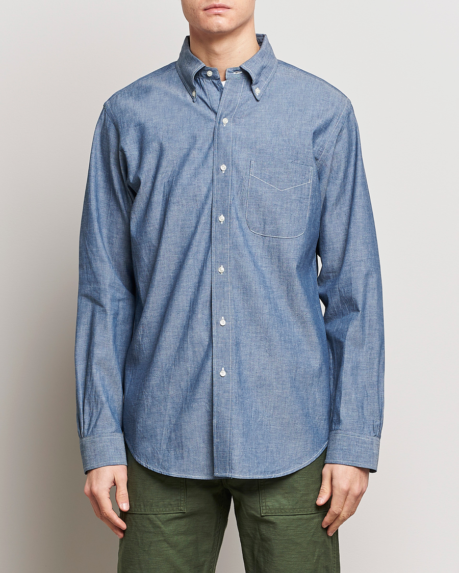 Heren | Japanese Department | orSlow | Denim Button Down Shirt Light Blue