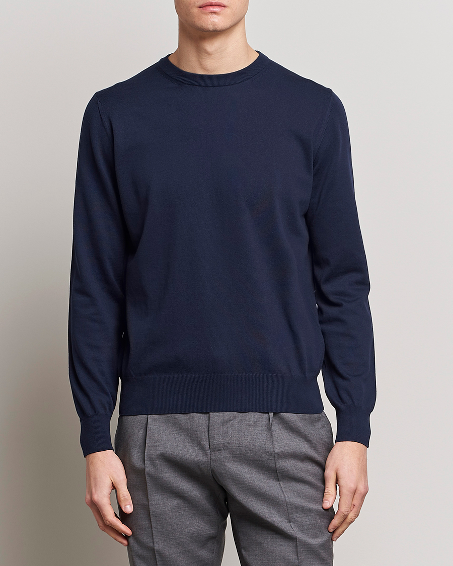 Heren | Canali | Canali | Cotton Crew Neck Pullover Navy