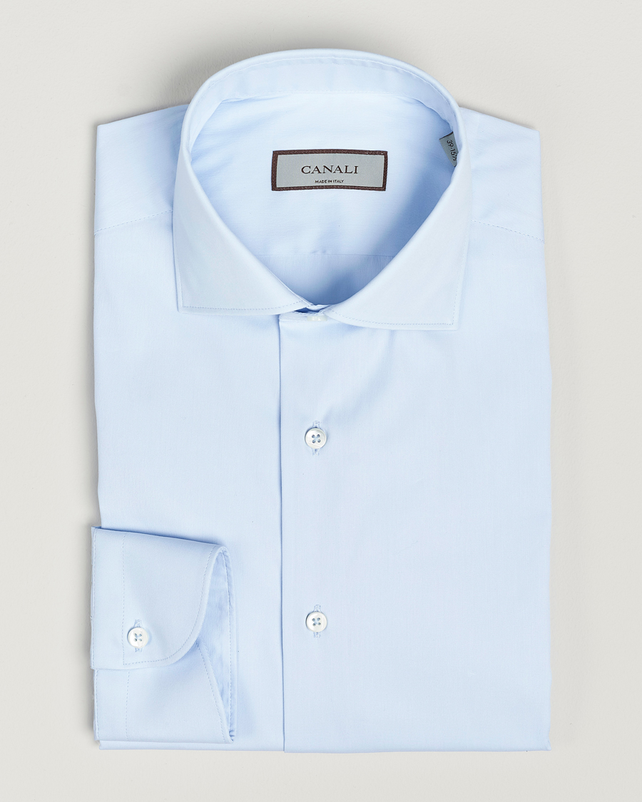Heren | Overhemden | Canali | Slim Fit Cotton/Stretch Shirt Light Blue