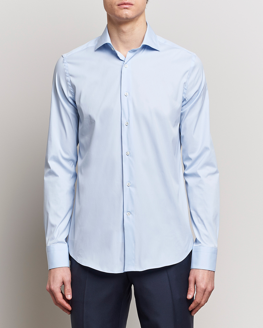 Heren | Overhemden | Canali | Slim Fit Cotton/Stretch Shirt Light Blue