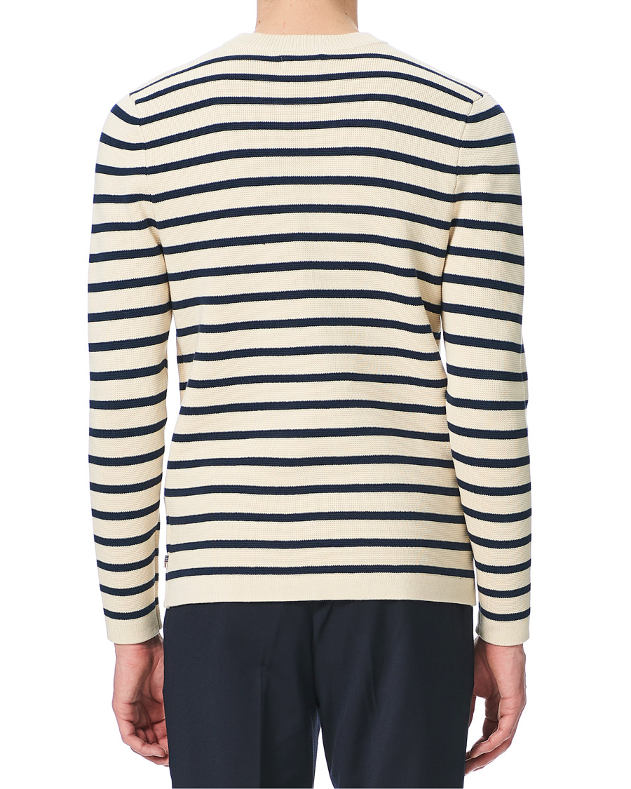 Heren | Truien | Lexington | Martin Full Milano Striped Sweater White/Blue