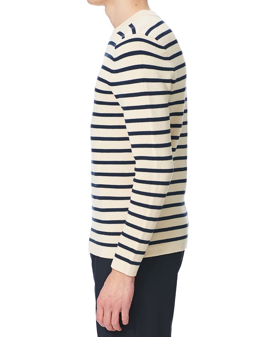 Heren | Truien | Lexington | Martin Full Milano Striped Sweater White/Blue