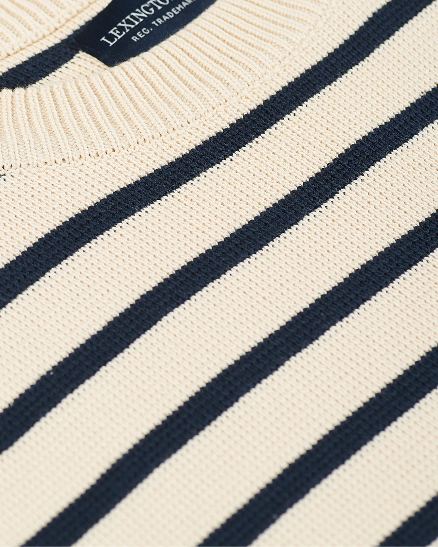 Heren | Truien | Lexington | Martin Full Milano Striped Sweater White/Blue