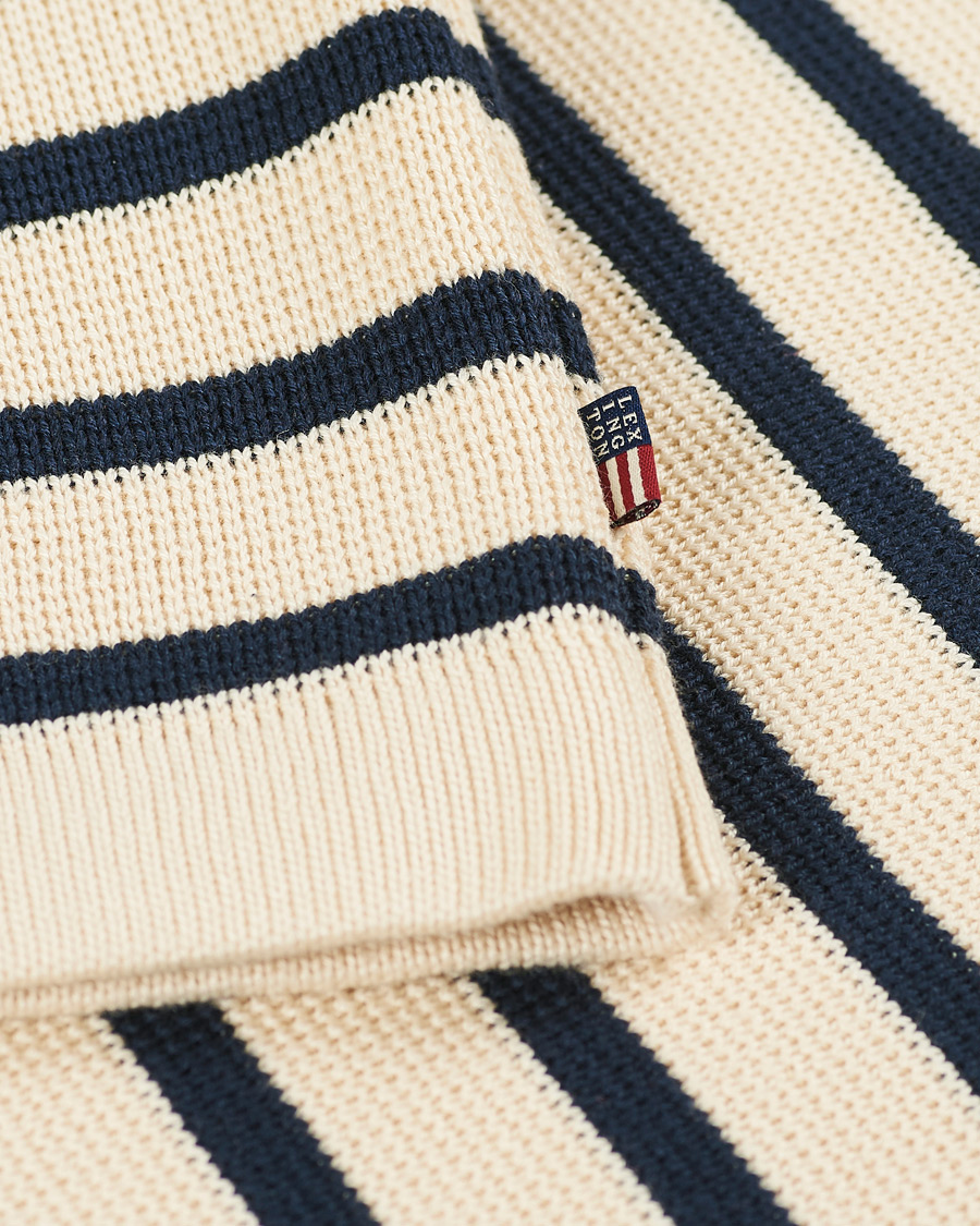 Heren | Truien | Lexington | Martin Full Milano Striped Sweater White/Blue
