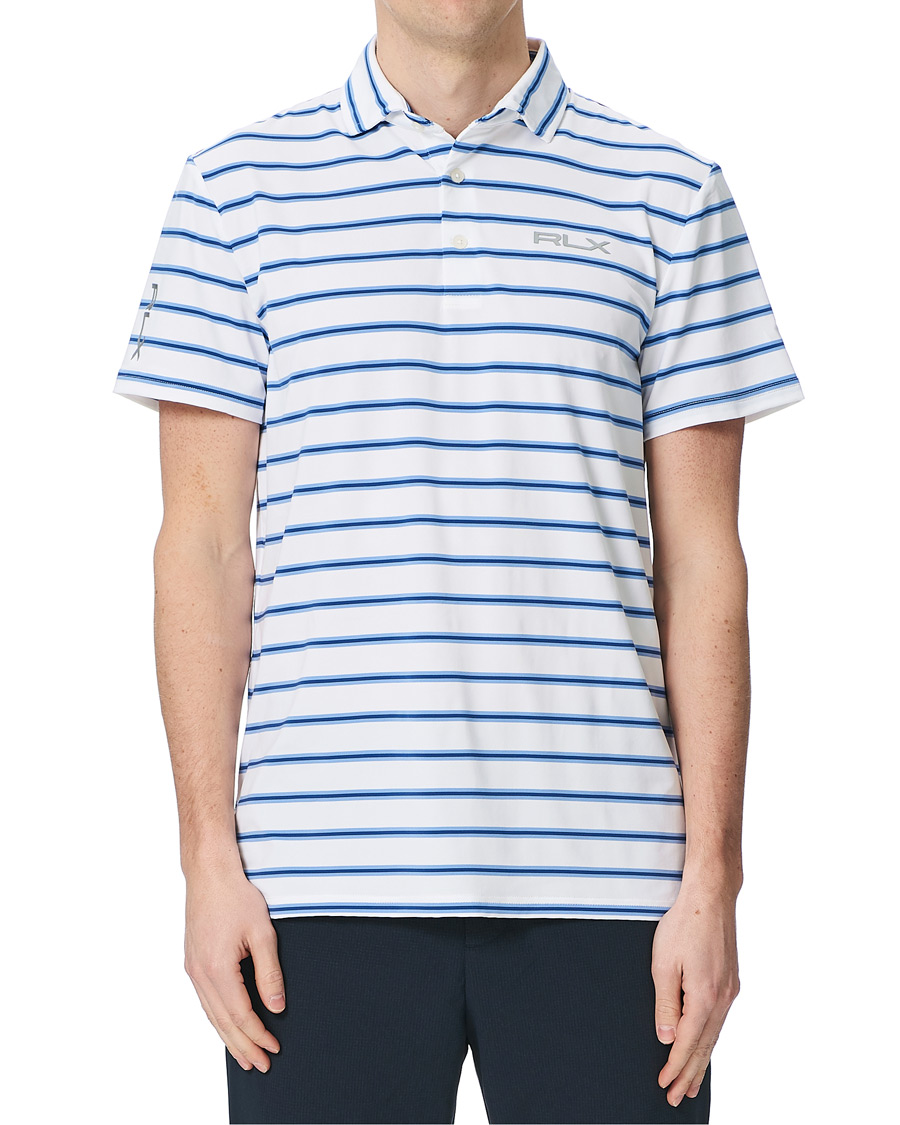 Heren | Polo's | RLX Ralph Lauren | Airflow Stripe Polo Pure White/Blue