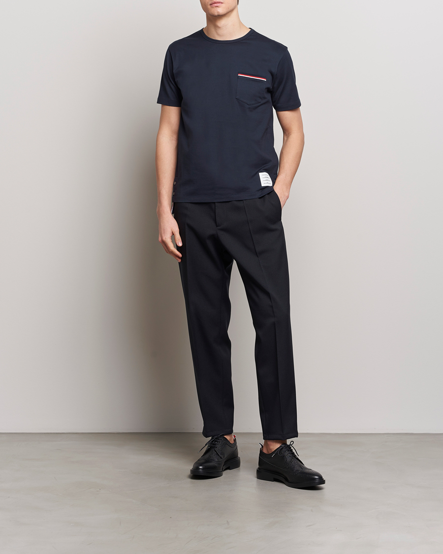 Heren | T-shirts | Thom Browne | Short Sleeve Pocket T-Shirt Navy