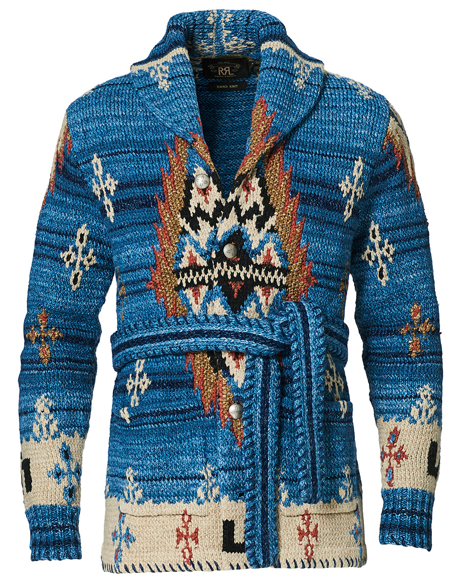 Heren | Truien | RRL | Ranch Belted Shawl Cardigan Indigo/Cream