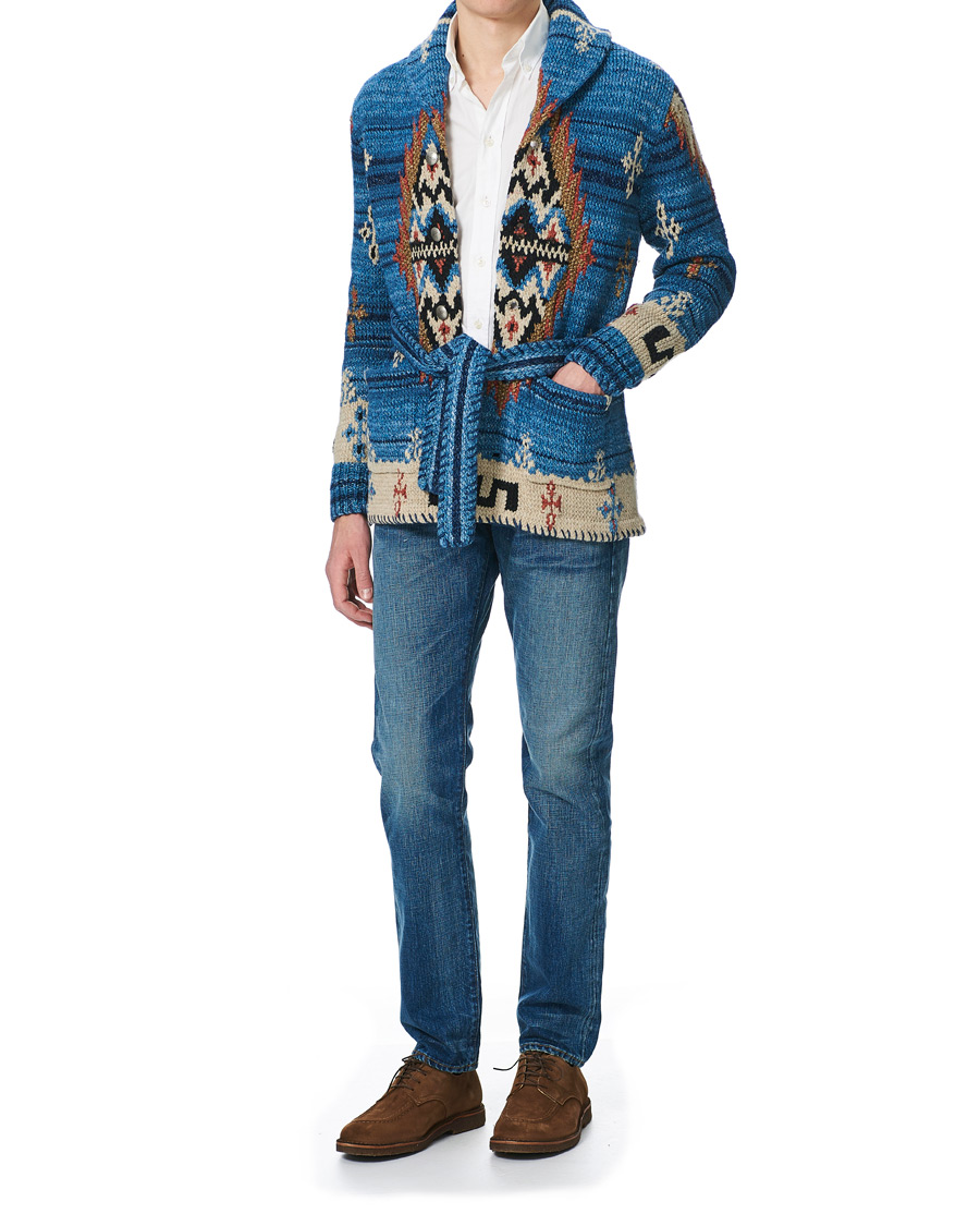 Heren | Truien | RRL | Ranch Belted Shawl Cardigan Indigo/Cream