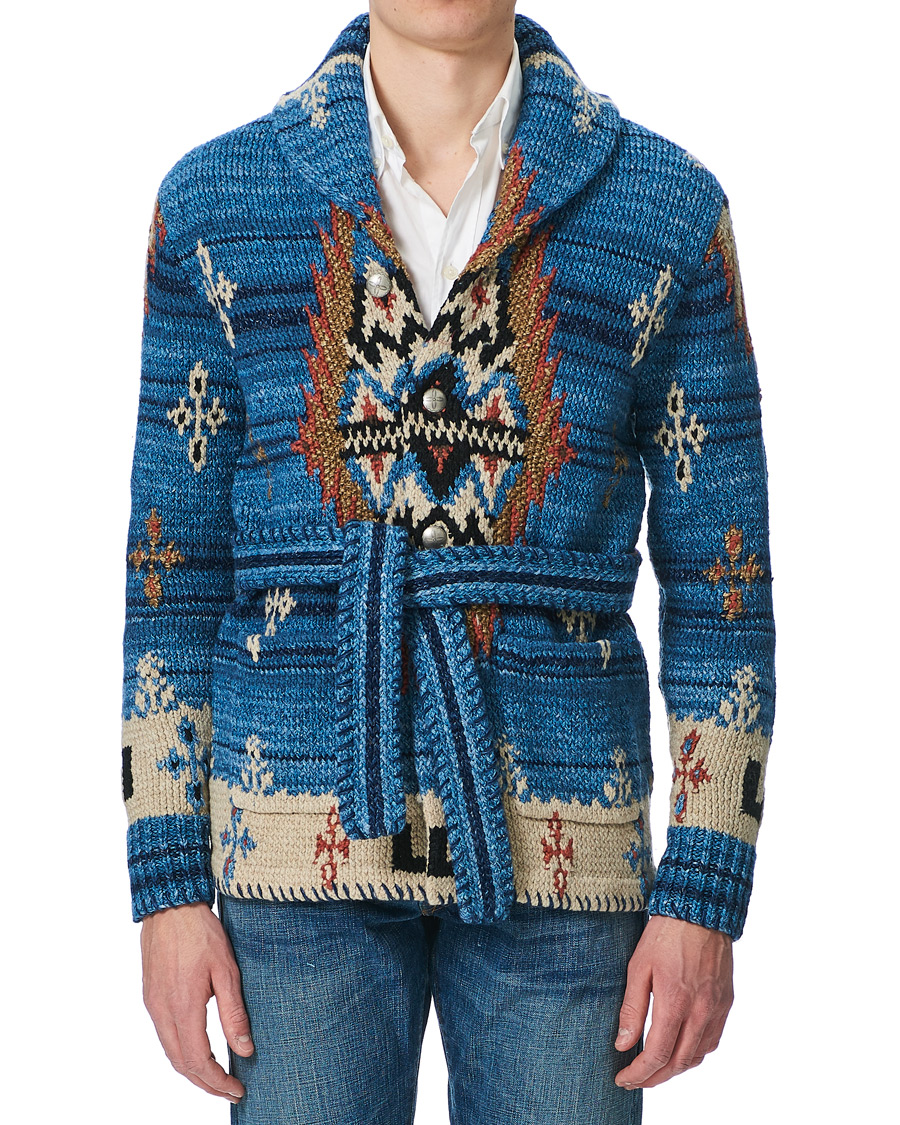 Heren | Truien | RRL | Ranch Belted Shawl Cardigan Indigo/Cream