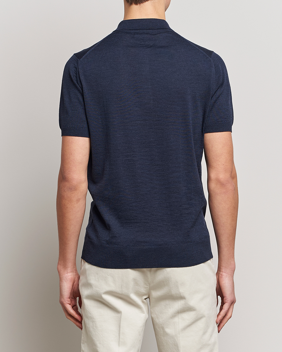 Heren | Polo's | Morris Heritage | Short Sleeve Knitted Polo Shirt Navy