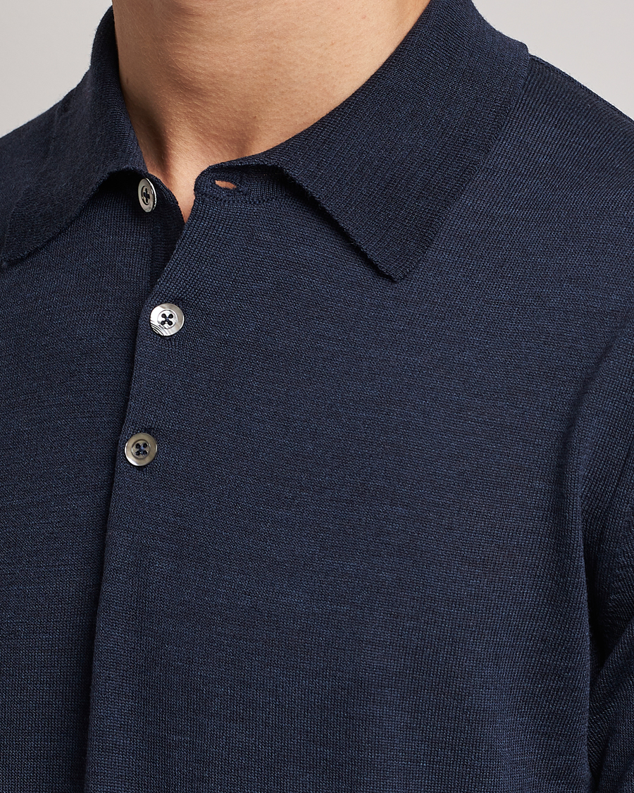 Heren | Polo's | Morris Heritage | Short Sleeve Knitted Polo Shirt Navy