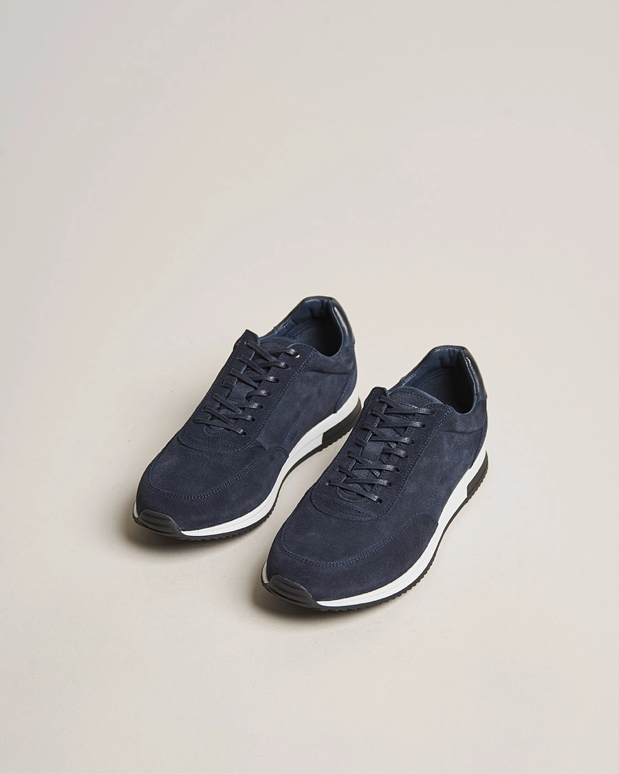 Heren | Suède schoenen | Design Loake | Loake 1880 Bannister Running Sneaker Navy Suede
