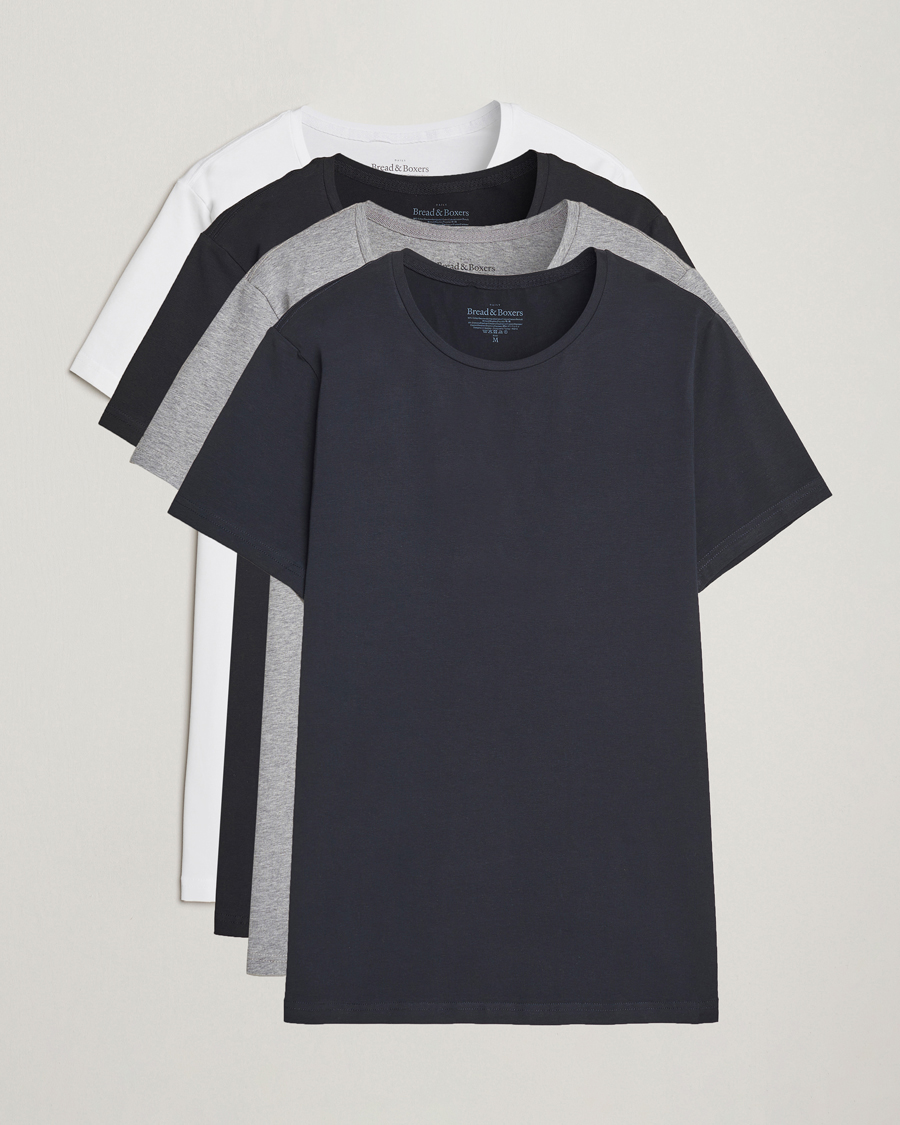 Heren | T-shirts | Bread & Boxers | 4-Pack Crew Neck Tee White/Black/Grey/Navy