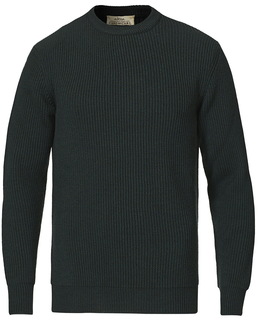 Heren | Truien | Altea | Rib Stitch Crew Neck Dark Green