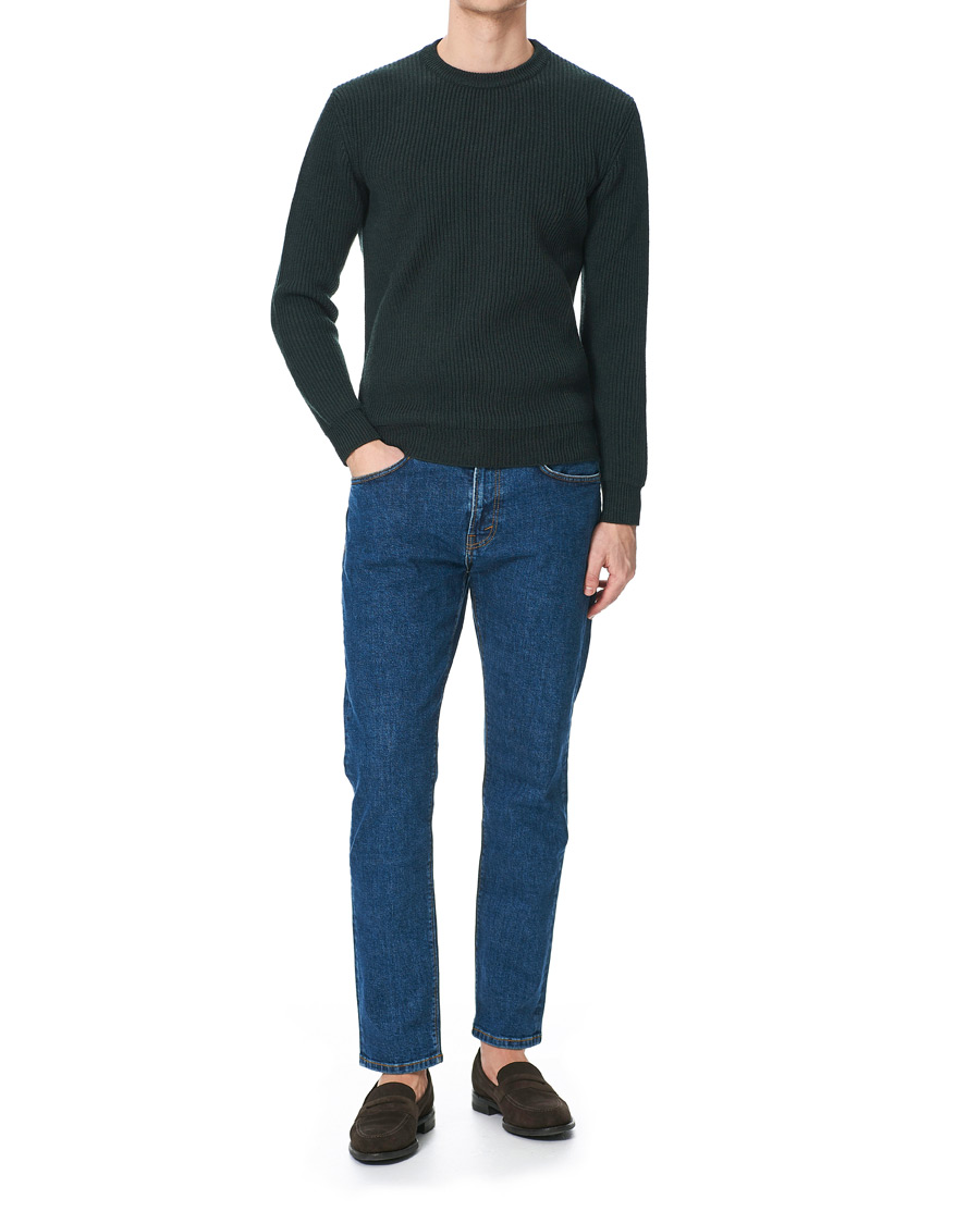 Heren | Truien | Altea | Rib Stitch Crew Neck Dark Green
