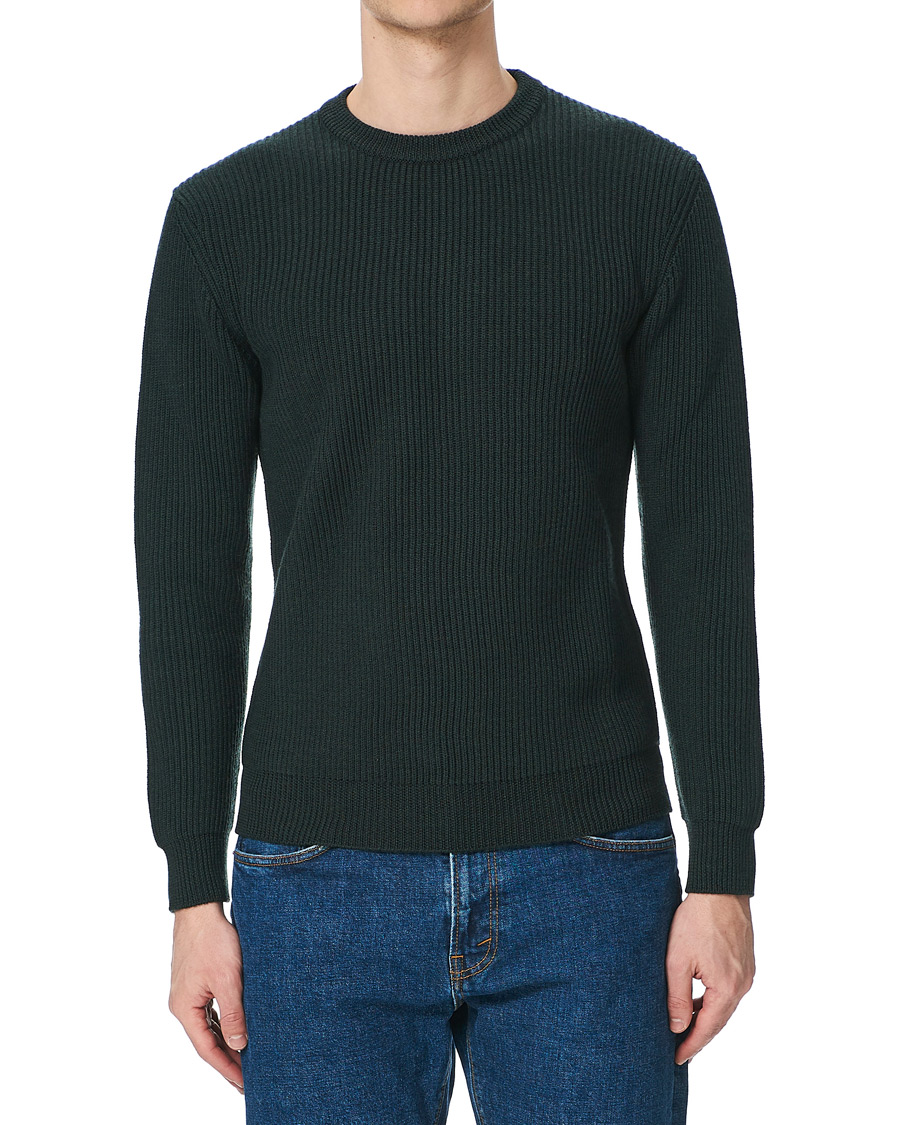 Heren | Truien | Altea | Rib Stitch Crew Neck Dark Green