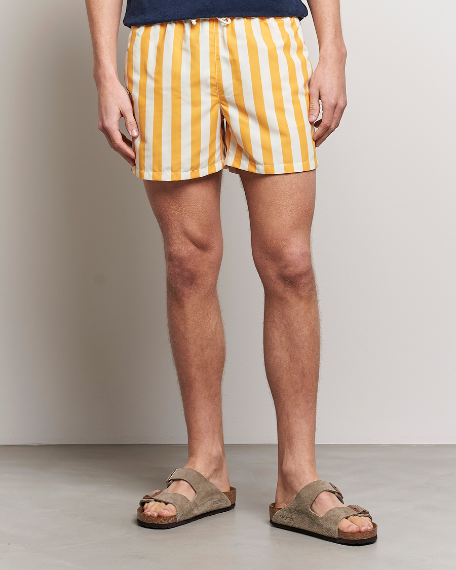 Heren | Zwembroek Met Trekkoord | Ripa Ripa | Paraggi Striped Swimshorts Yellow/White