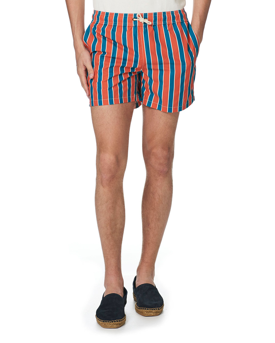 Heren | Zwembroek | Ripa Ripa | Monterosso Striped Swimshorts Green/Orange