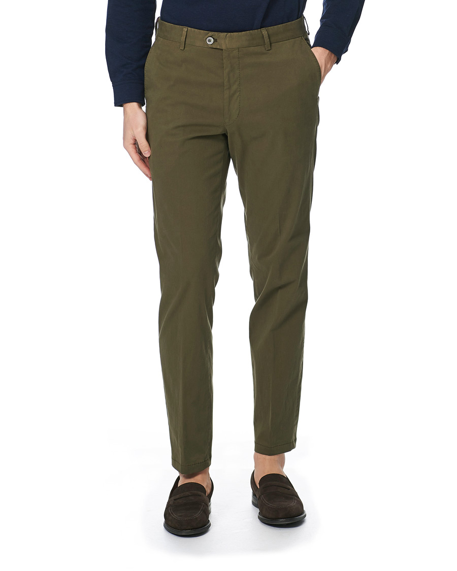 Heren | Broeken | Oscar Jacobson | Denz Cotton Trousers Olive