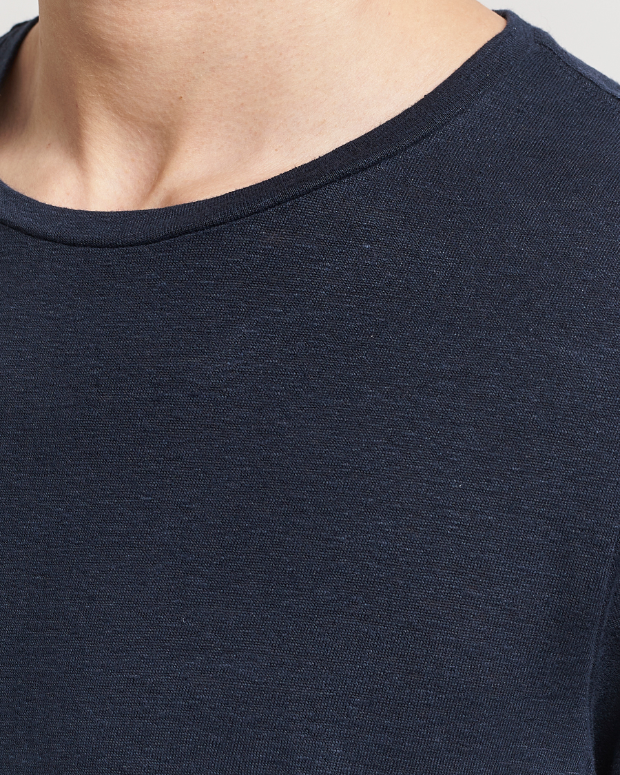 Heren | T-shirts | Oscar Jacobson | Kyran Linen T-Shirt Navy