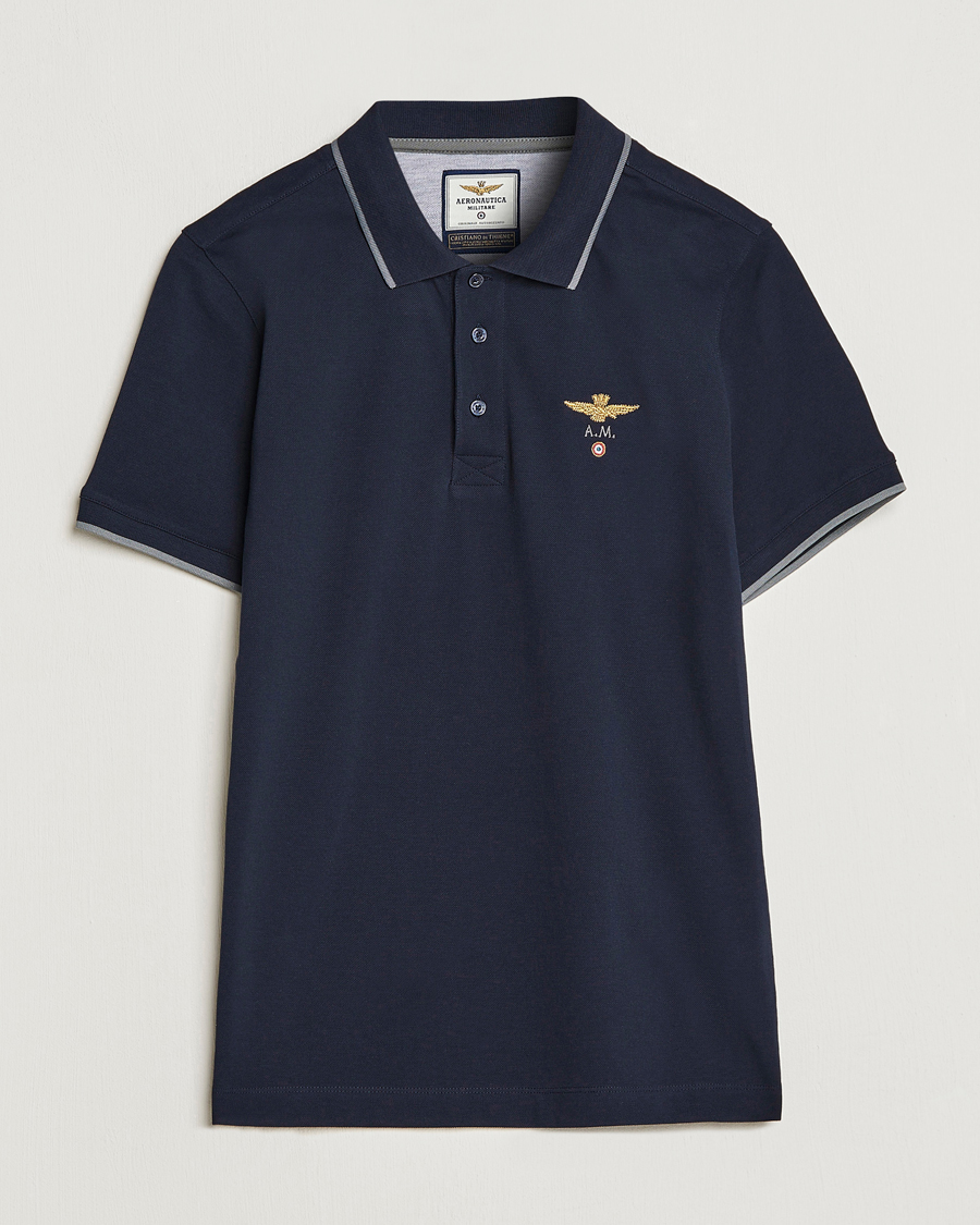 Heren | Polo's | Aeronautica Militare | Garment Dyed Cotton Polo Navy