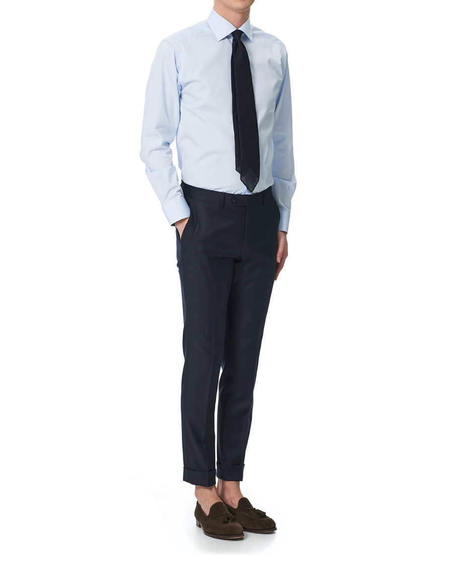 Heren | Overhemden | Eton | Slim Fit Contrast Cut Away Shirt Blue