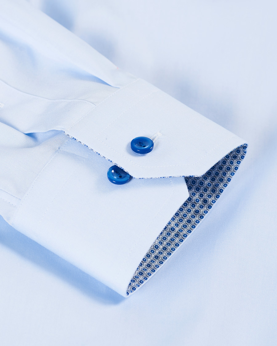 Heren | Overhemden | Eton | Slim Fit Contrast Cut Away Shirt Blue