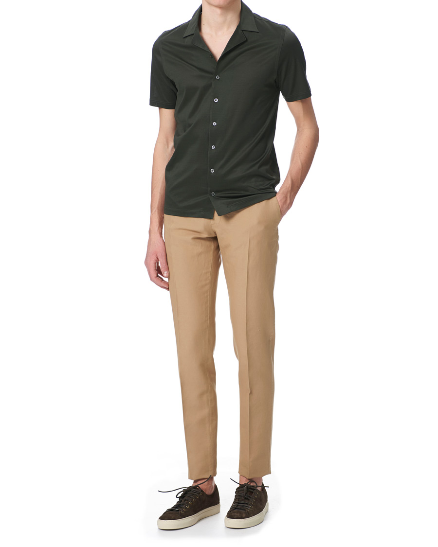 Heren | Polo's | Gran Sasso | Mercirized Cotton Bowling Shirt Green