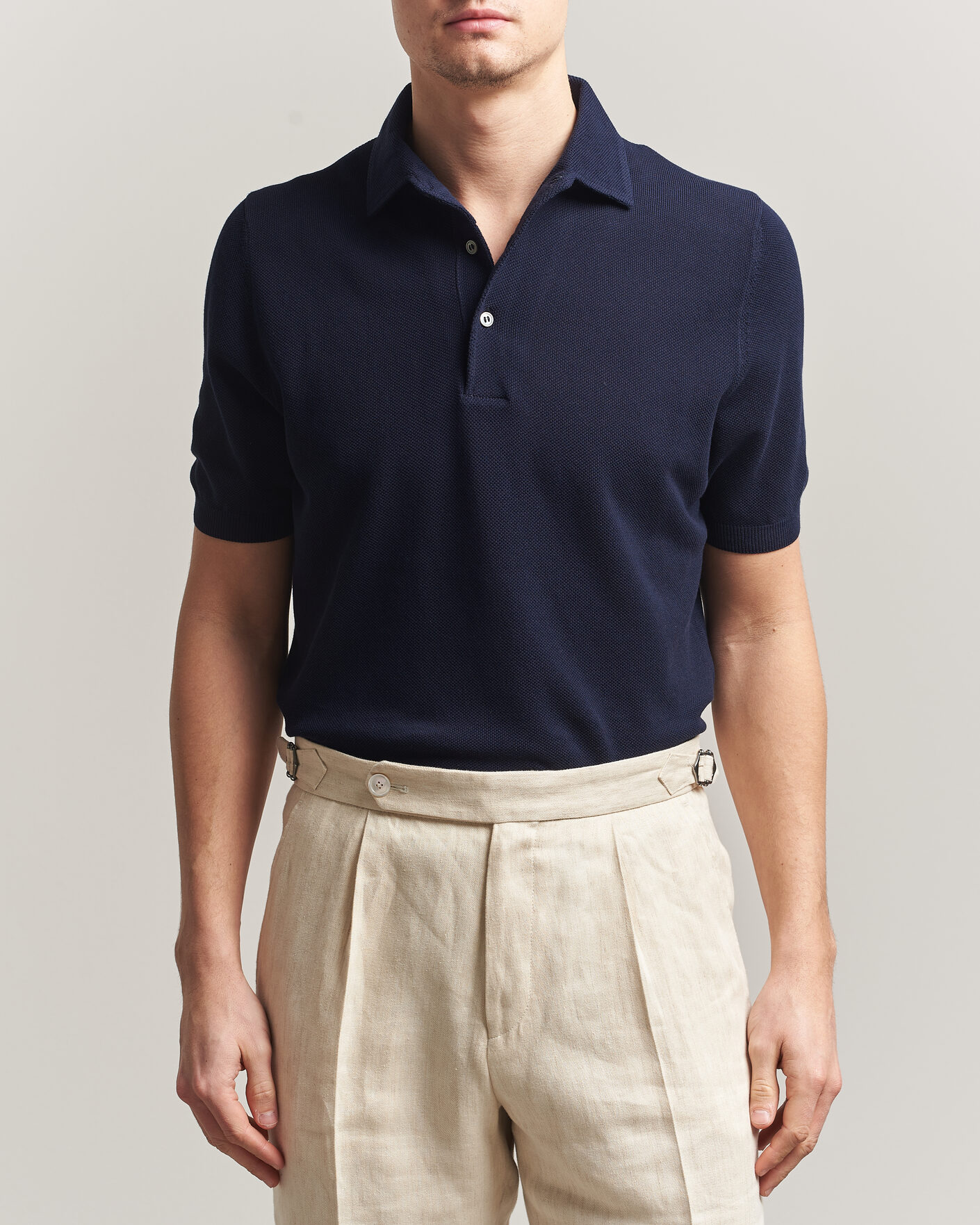 Heren | Polo's | Gran Sasso | Structured Cotton Polo Navy