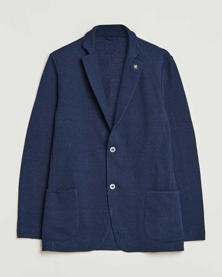 Heren | Blazers | Gran Sasso | Structured Cotton/Linen Blazer Navy