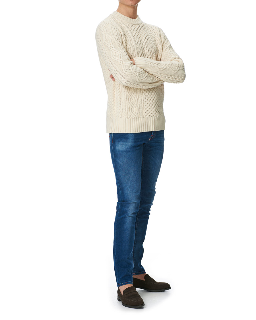 Heren | Jeans | Jacob Cohën | 622 Slim Fit Contrast Stiching Jeans Mid Blue