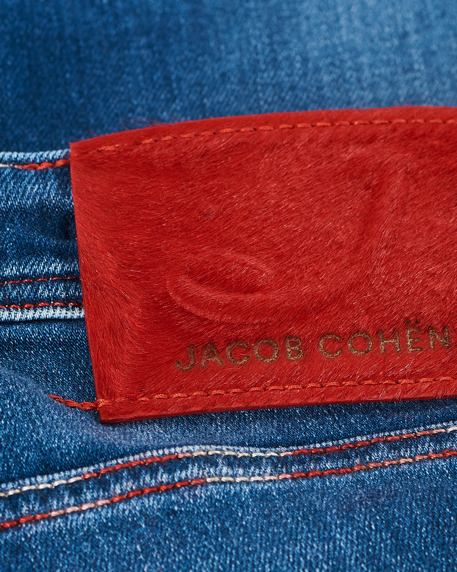 Heren | Jeans | Jacob Cohën | 622 Slim Fit Contrast Stiching Jeans Mid Blue