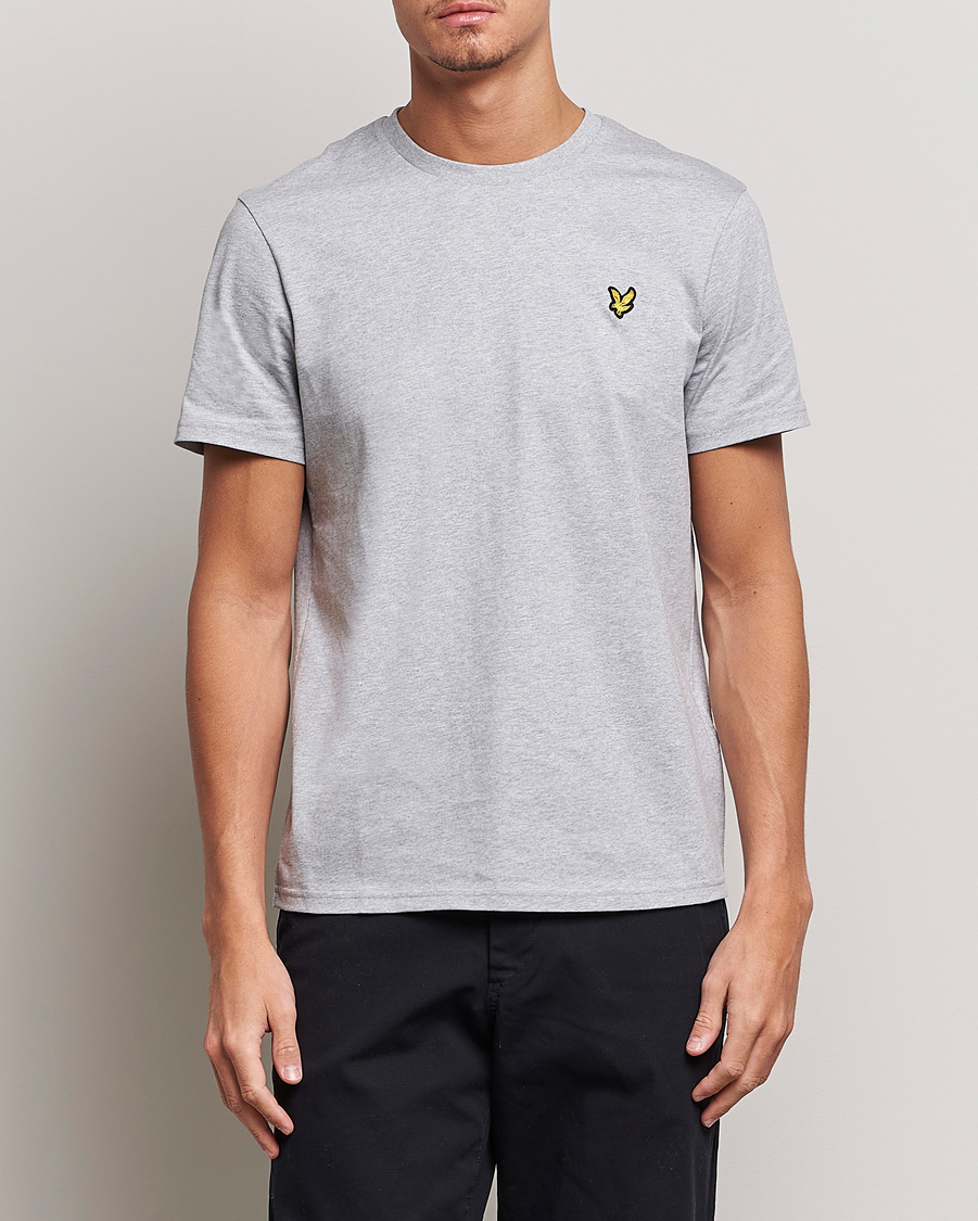 Men | Lyle & Scott | Lyle & Scott | Crew Neck Organic Cotton T-Shirt Light Grey Marl