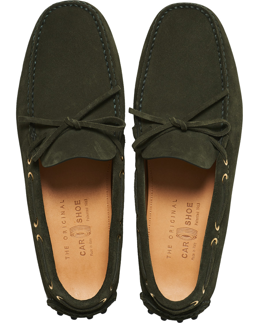Heren | Car Shoe Driver Moccasin Dark Green Suede | Car Shoe | Driver Moccasin Dark Green Suede