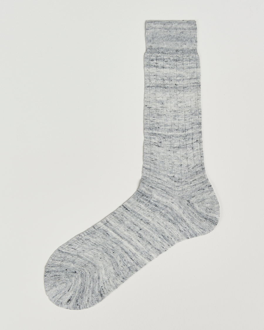Heren | Ondergoed | Bresciani | Linen Ribbed Short Socks Off White
