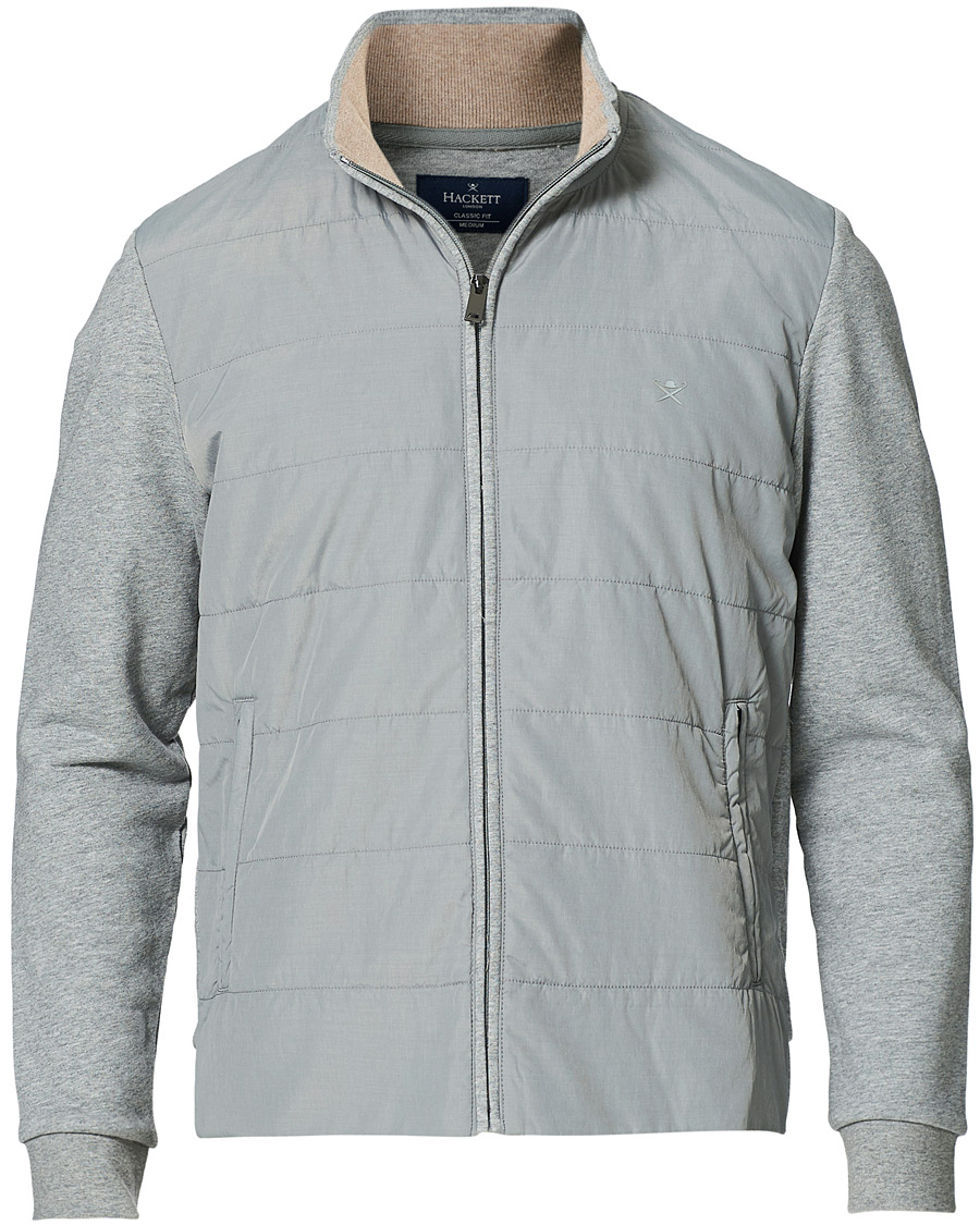 Heren | Truien | Hackett | Hybird Quilted Zip Sweat Grey Marl