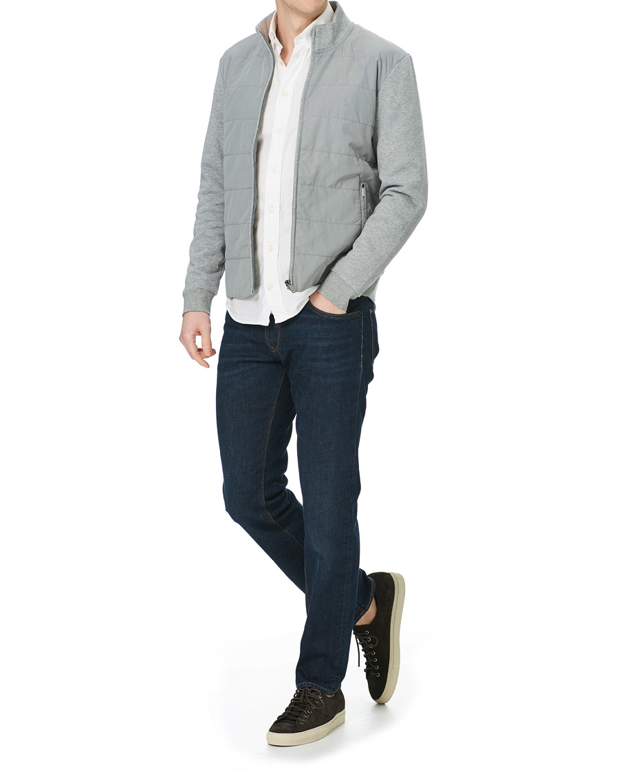 Heren | Truien | Hackett | Hybird Quilted Zip Sweat Grey Marl