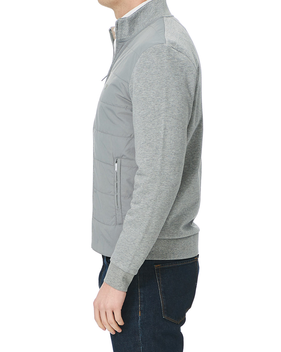 Heren | Truien | Hackett | Hybird Quilted Zip Sweat Grey Marl