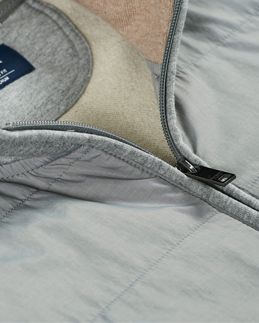 Heren | Truien | Hackett | Hybird Quilted Zip Sweat Grey Marl