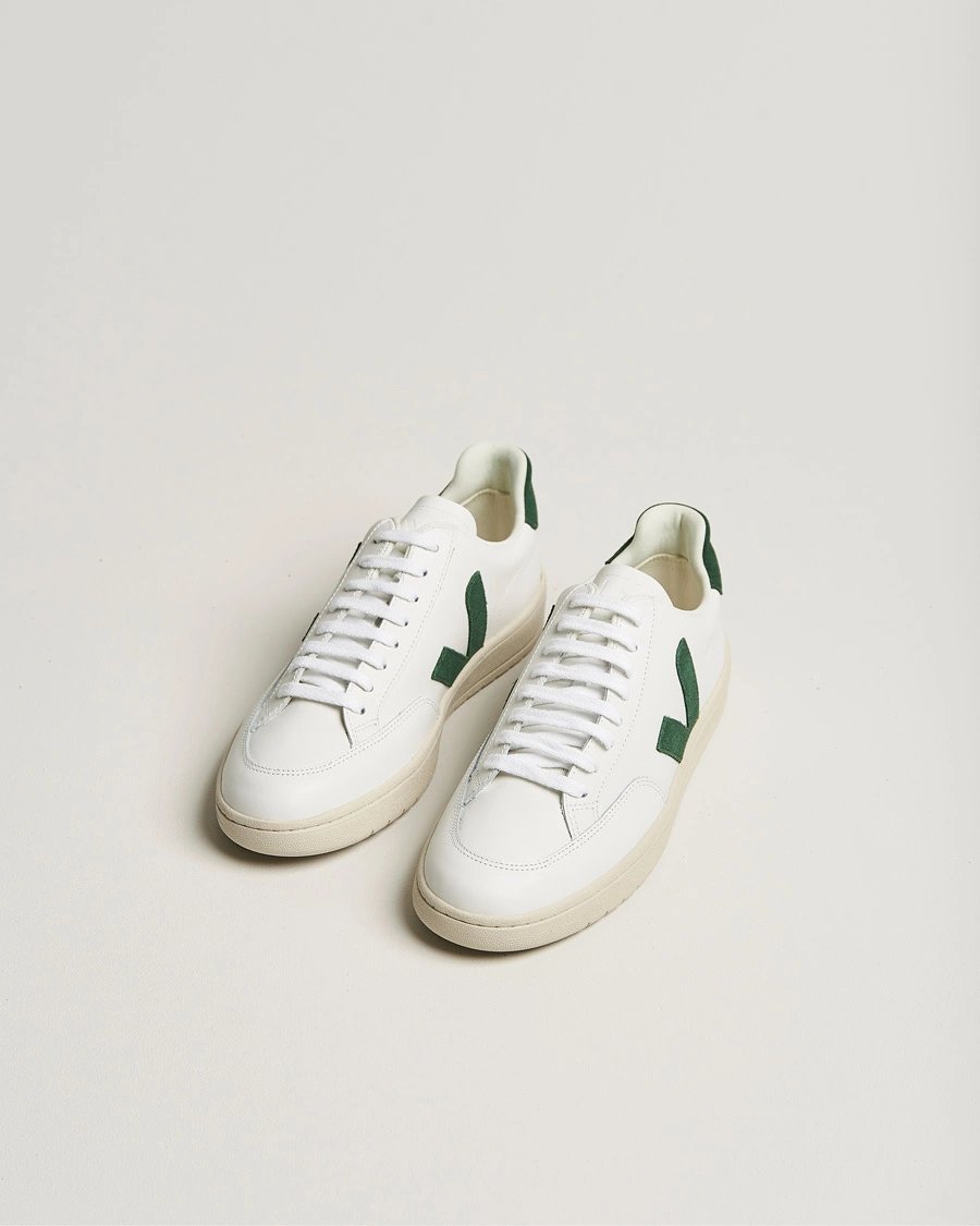 Heren | Veja | Veja | V-12 Leather Sneaker Extra White/Cypres