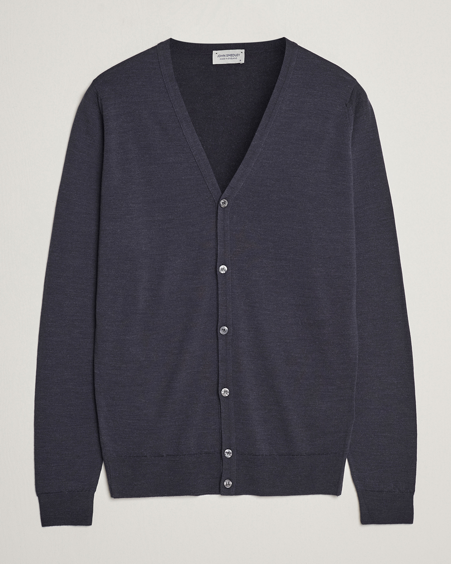 Heren | Truien | John Smedley | Petworth Extra Fine Merino Cardigan Hepburn Smoke
