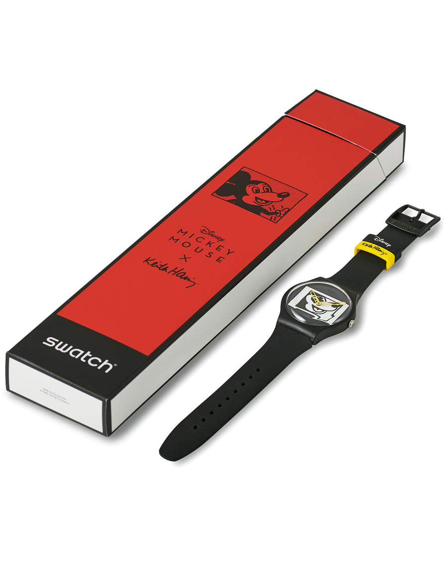 Heren | Swatch Swatch x Keith Haring Mickey Blanc sur Noir | Swatch | x Keith Haring Mickey Blanc sur Noir