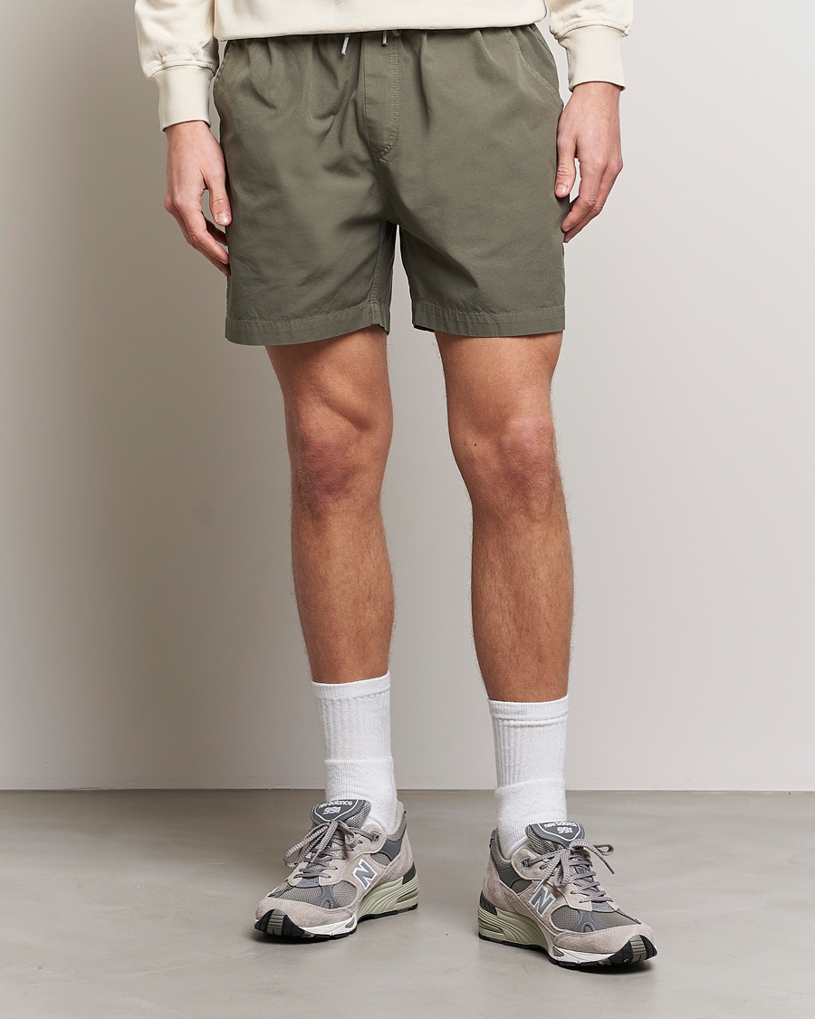 Heren | Trekkoord shorts | Colorful Standard | Classic Organic Twill Drawstring Shorts Dusty Olive