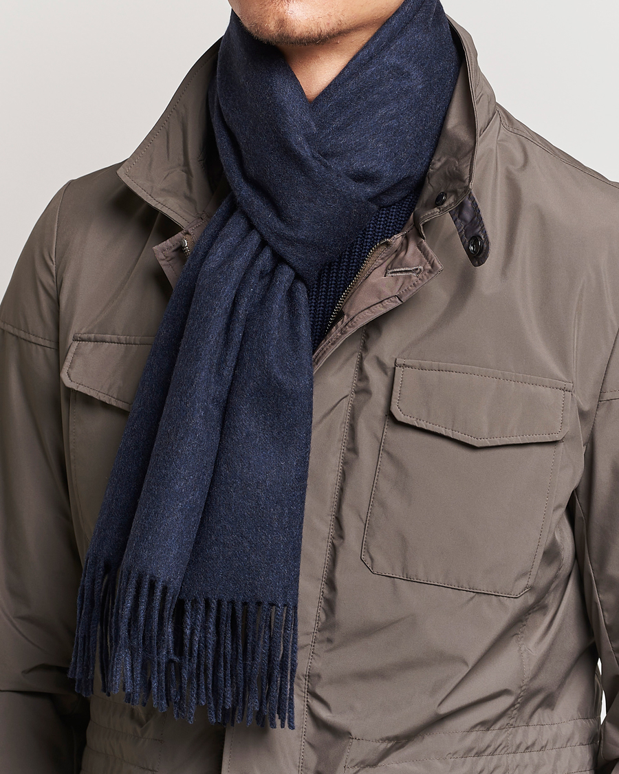 Heren | Italian Department | Piacenza Cashmere | Cashmere Scarf Navy Melange