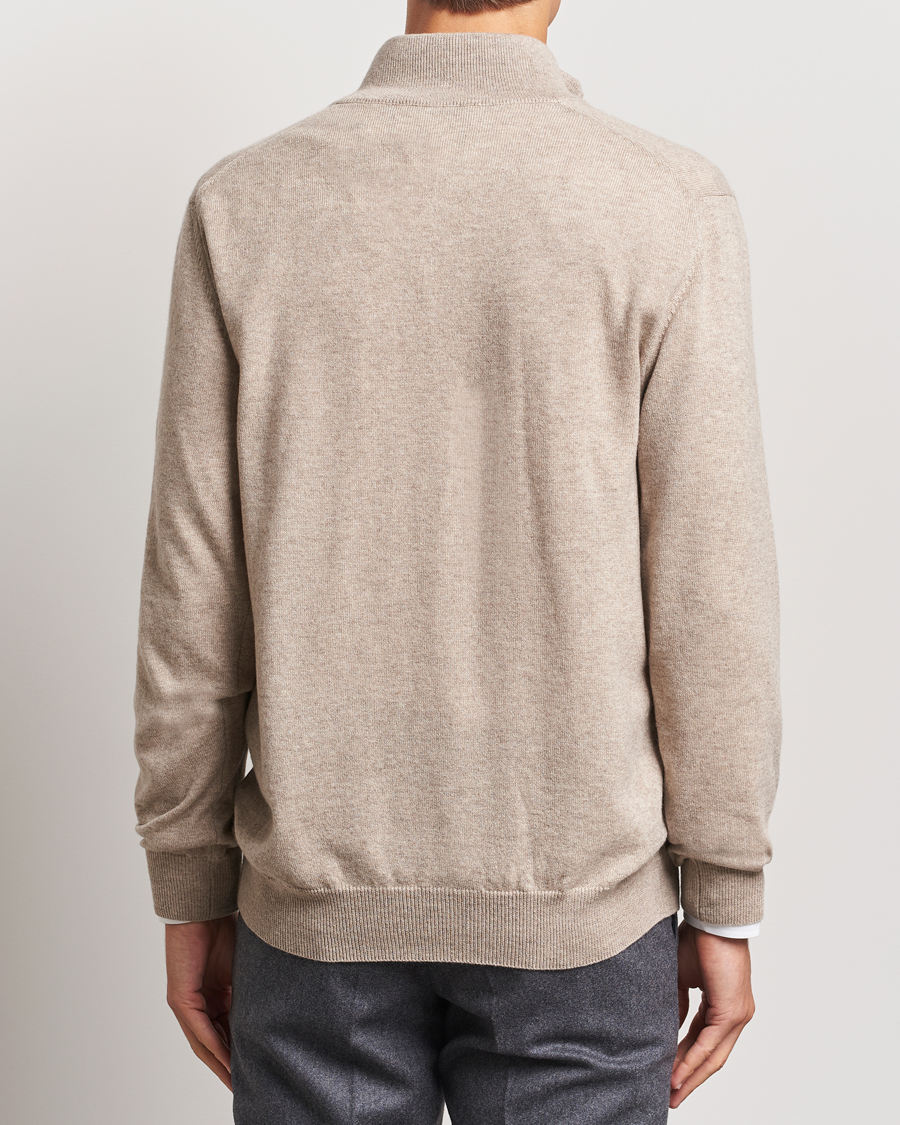 Heren | Truien | Piacenza Cashmere | Cashmere Half Zip Sweater Beige