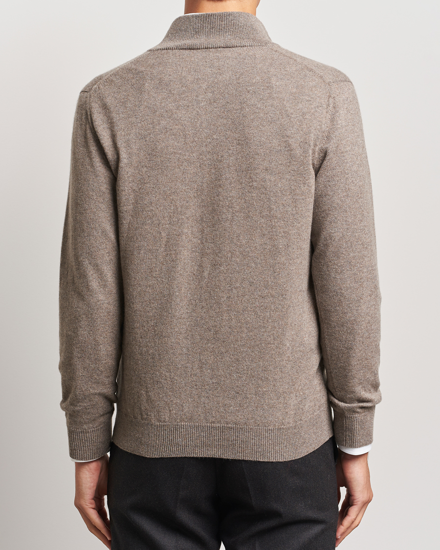Heren | Truien | Piacenza Cashmere | Cashmere Half Zip Sweater Brown