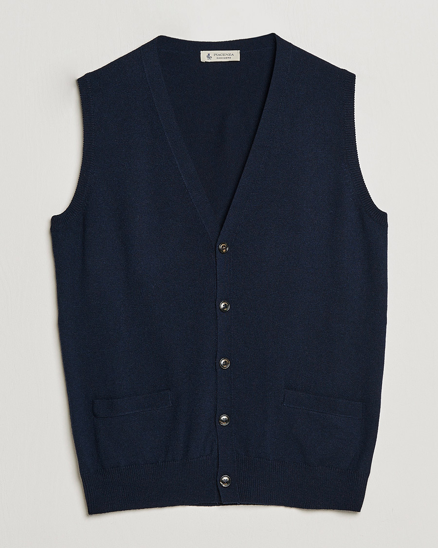 Heren | Truien | Piacenza Cashmere | Cashmere Sleeveless Cardigan Navy