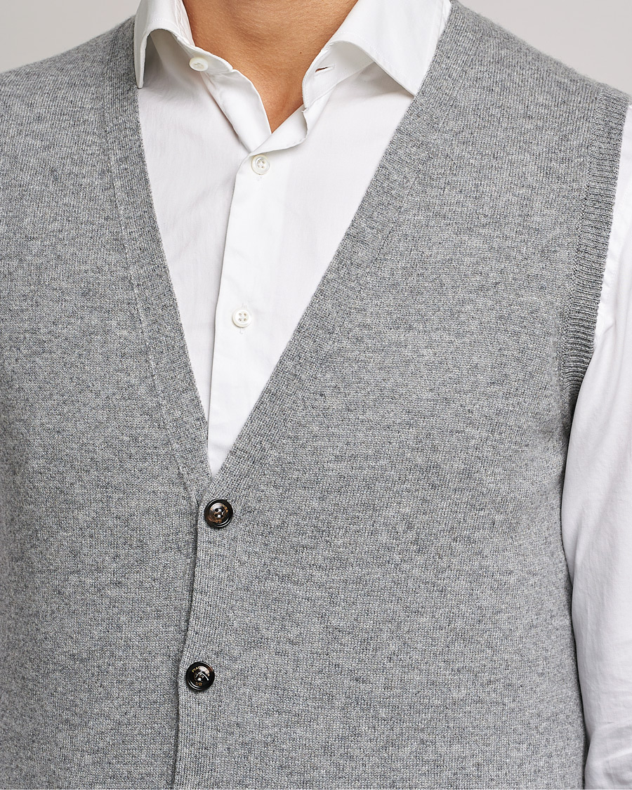 Heren | Truien | Piacenza Cashmere | Cashmere Sleeveless Cardigan Light Grey